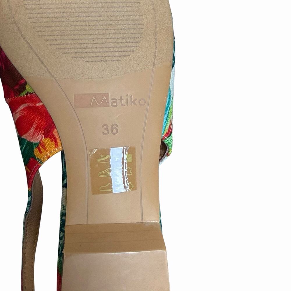 Matiko Hawaiian Floral Slingback Pointed Toe Flats Size 36 Tropical Print NIB - Picture 9 of 16